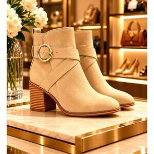 Nine West Nevermind Stacked Heel Bootie Sughero size 9